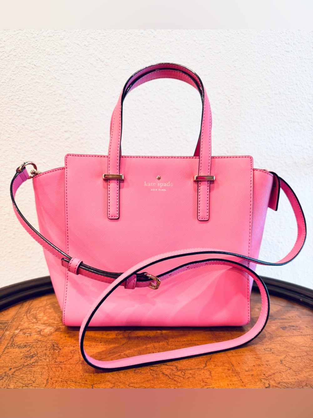 Kate Spade Bubblegum Pink Structured Satchel W/Crossbody Strap Like New